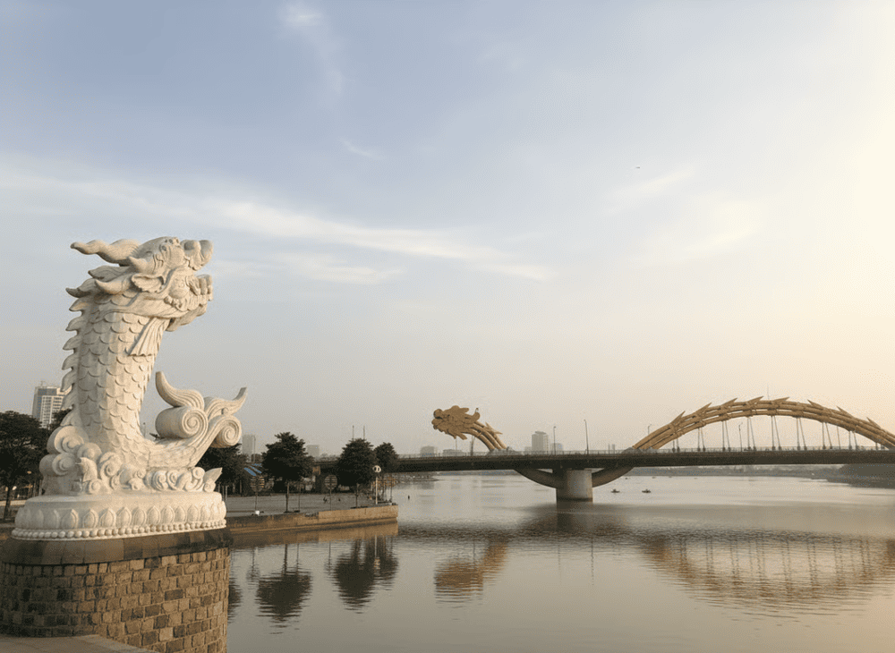 Spectacular view from Molly’s Coffee, allowing you to see Koi Fish Turning into a Dragon Sculpture and Dragon Bridge